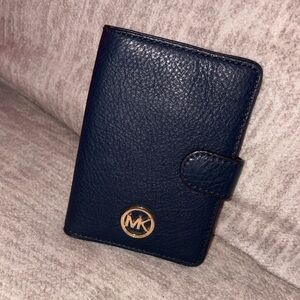Michael Kors Fulton Navy Leather Passport Card Holder
